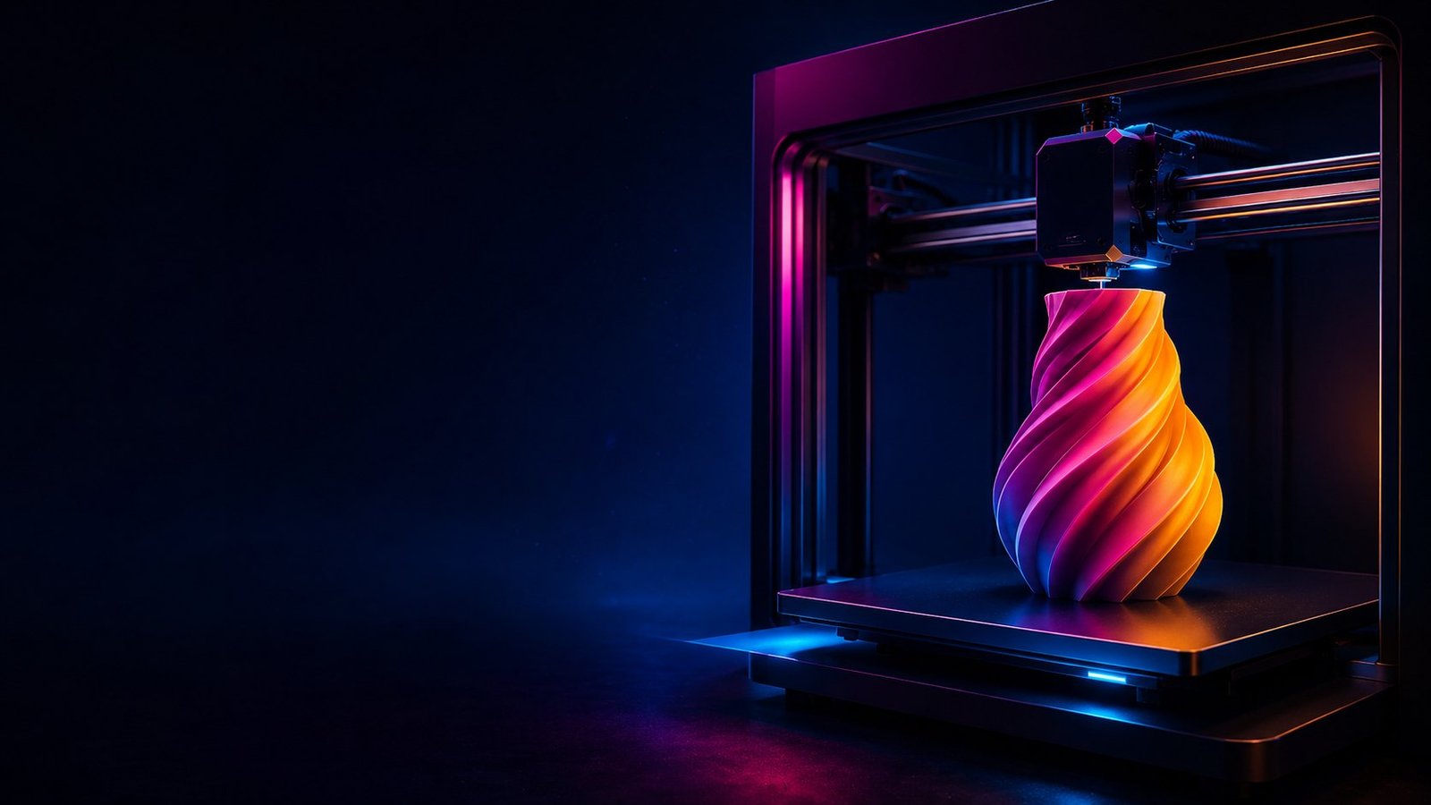Impresora 3D fabricando una pieza de diseño contemporáneo